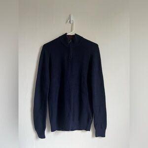 XS Ted Baker London Men’s Stach quarter zip sweater pullover zipper navy blue